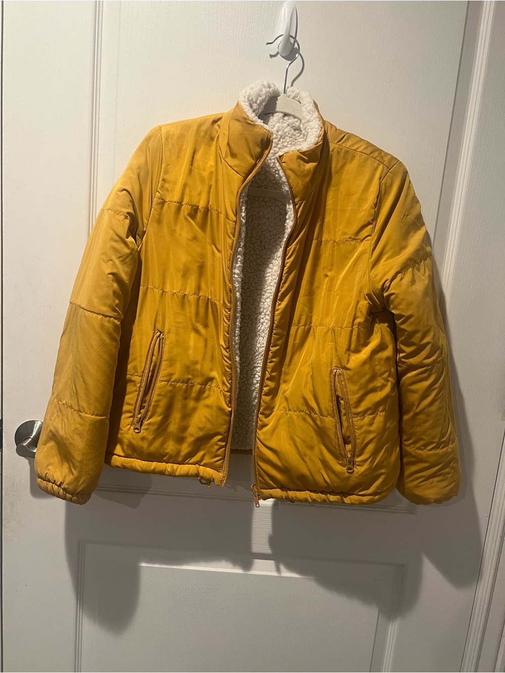 Cozy Yellow Sherpa-Lined Puffer Jacket